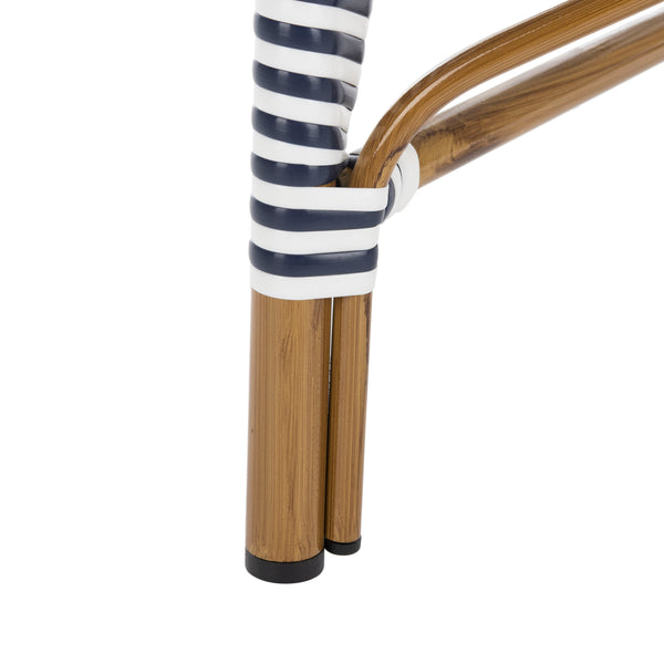 Safavieh - Set of 2 - Hooper Arm Chair Navy / White Pe Wicker, Aluminium FOX5209F-SET2 889048563520