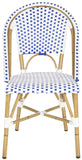 Safavieh - Set of 2 - Salcha Side Chair Indoor Outdoor French Bistro Stacking Blue White Light Brown Rattan PE Wicker Aluminium FOX5210A-SET2 683726787334