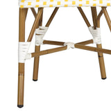 Safavieh - Set of 2 - Salcha Side Chair Indoor Outdoor French Bistro Stacking Yellow White Light Brown Rattan Wicker Aluminium FOX5210D-SET2 889048057951