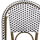 Safavieh - Set of 2 - Salcha Side Chair Indoor Outdoor French Bistro Stacking Black White Light Brown Rattan Wicker Aluminium FOX5210E-SET2 889048099326