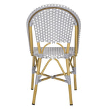 Safavieh - Set of 2 - Salcha Side Chair Indoor Outdoor French Bistro Stacking Grey White Light Brown Rattan PE Wicker Aluminum FOX5210G-SET2 889048323001