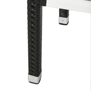 Safavieh Landry Bar Stool Indoor Outdoor Stacking Black Silver Rattan PE Wicker Aluminum FOX5212A 889048323308