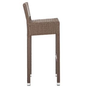 Safavieh Landry Bar Stool Indoor Outdoor Stacking Brown Silver Rattan PE Wicker Aluminum FOX5212B 889048323315