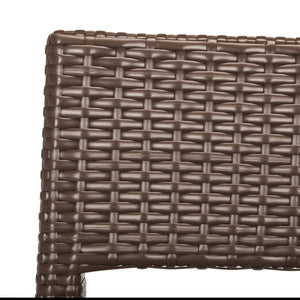 Safavieh Landry Bar Stool Indoor Outdoor Stacking Brown Silver Rattan PE Wicker Aluminum FOX5212B 889048323315