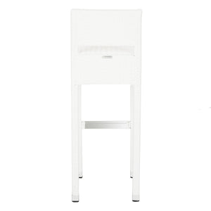Safavieh Landry Bar Stool Indoor Outdoor Stacking White Silver Rattan PE Wicker Aluminum FOX5212C 889048323322