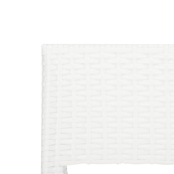 Safavieh Landry Bar Stool Indoor Outdoor Stacking White Silver Rattan PE Wicker Aluminum FOX5212C 889048323322