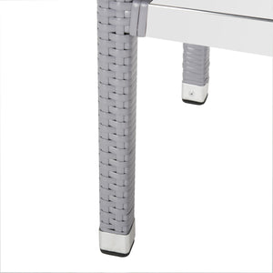 Safavieh Landry Bar Stool Indoor Outdoor Stacking Grey Silver Rattan PE Wicker Aluminum FOX5212D 889048323339