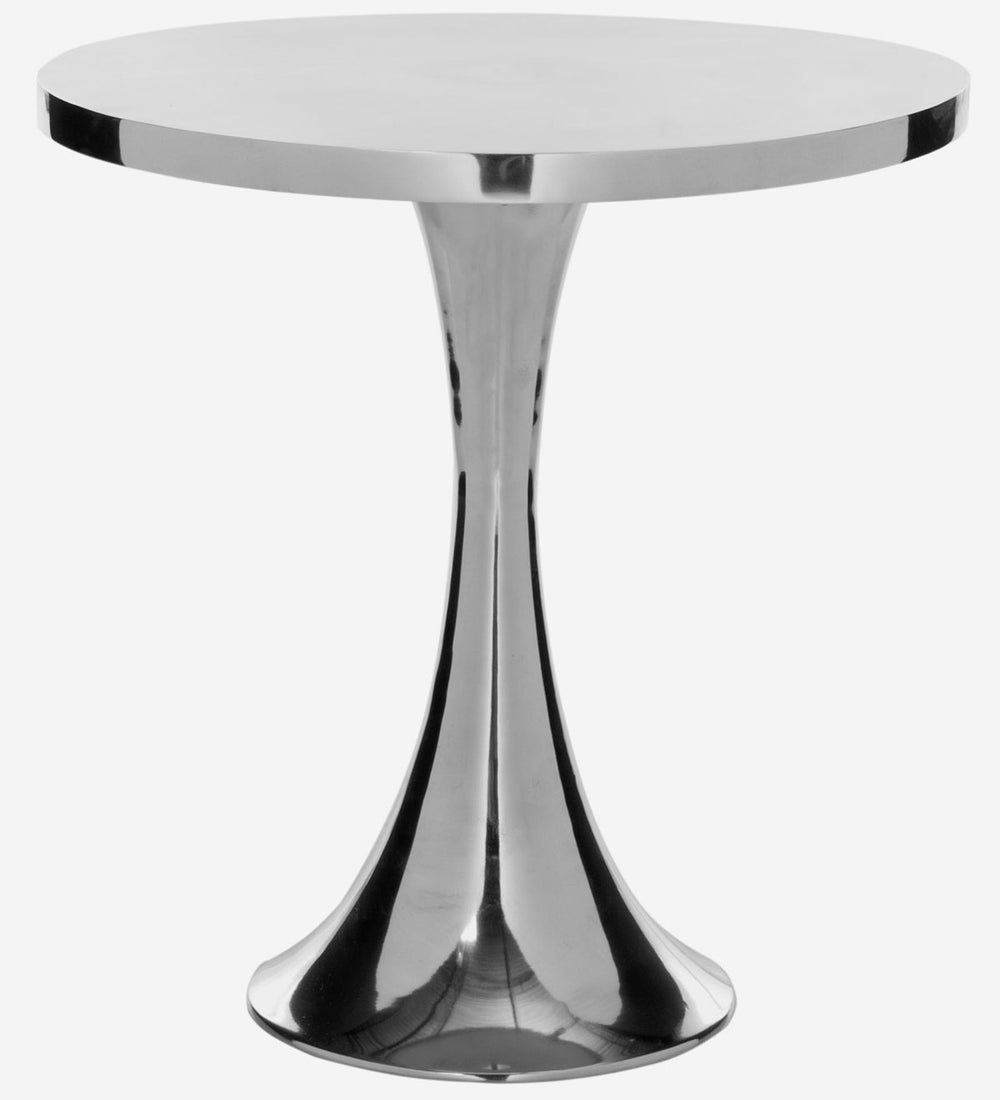 Safavieh Galium Side Table Aluminum Round Top Silver Metal Powder Coating FOX5500A 683726533139