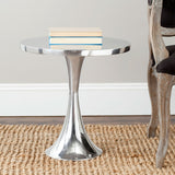 Safavieh Galium Side Table Aluminum Round Top Silver Metal Powder Coating FOX5500A 683726533139