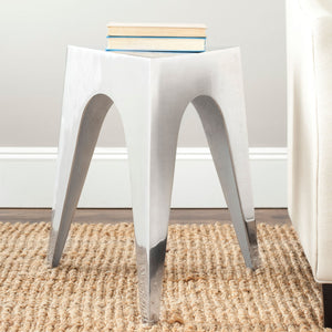 Safavieh Indium Side Table Triangle Aluminum Silver Metal Powder Coating FOX5501A 683726533146