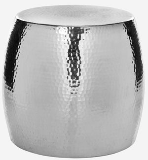 Safavieh Odin Stool Round Hammered Silver Metal Powder Coating Aluminum FOX5504A 683726533177