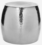 Odin Stool Round Hammered Silver Metal Powder Coating Aluminum