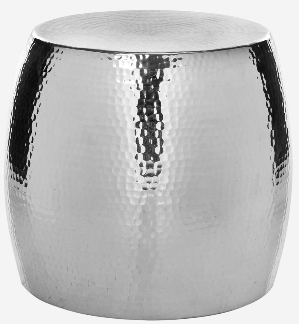 Safavieh Odin Stool Round Hammered Silver Metal Powder Coating Aluminum FOX5504A 683726533177