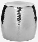 Safavieh Odin Stool Round Hammered Silver Metal Powder Coating Aluminum FOX5504A 683726533177