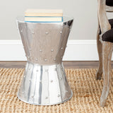 Safavieh Rivet Stool Aluminum Silver Metal Powder Coating FOX5507A 683726533207