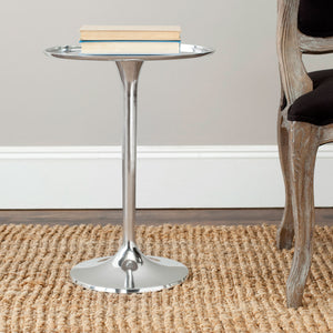 Safavieh Platina Table Round Top Sleek Silver Metal Powder Coating Aluminum FOX5510A 683726533245