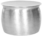 Safavieh Aztec Table Stool Hammered Metal Silver Powder Coating Aluminum FOX5516A 683726500476