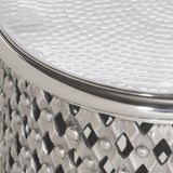 Safavieh Metal Table Stool Lace Silver Powder Coating Aluminum FOX5518A 683726500490
