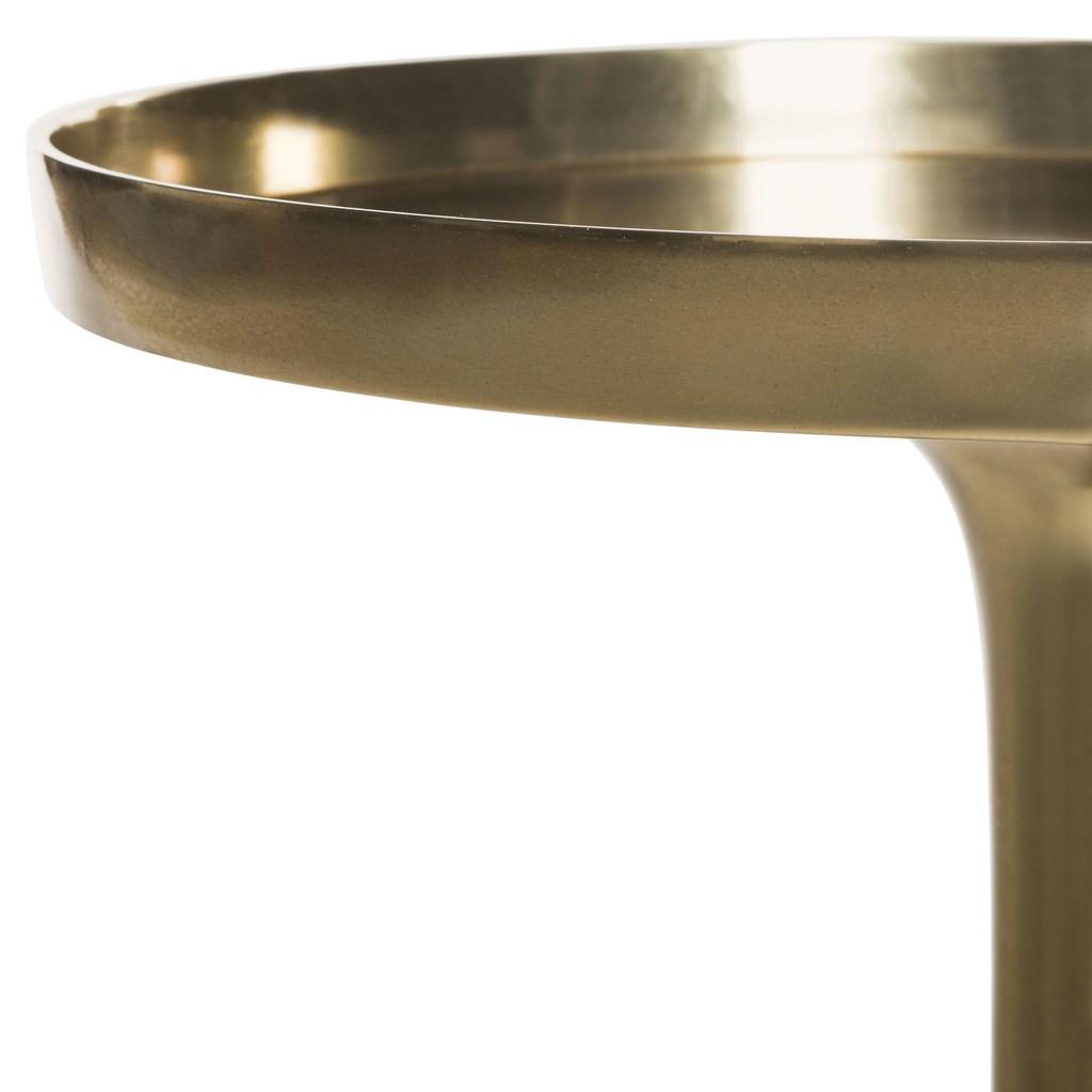Safavieh Corvus Side Table Round Antique Brass Metal Powder Coating Aluminum FOX5519A 889048139619
