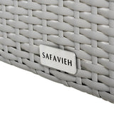 Safavieh Piscataway Outdoor Living Set 4 Piece Grey Black Rattan PE Ratan Terylene Foam Galvanized Steel FOX6006G 889048196650