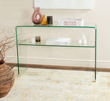 Safavieh Hollis Console Table Clear Hot Bending Tempered Glass FOX6013A 683726820505