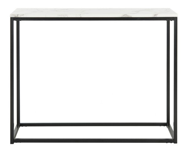 Safavieh Baize Console Table White Grey Wood Resin Marble MDF FOX6024A 889048324954