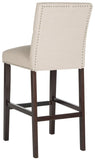 Safavieh - Set of 2 - Norah Bar Stool Beige Espresso Lacquer Coating Rubberwood Foam Iron Linen FOX6210A-SET2 889048082915