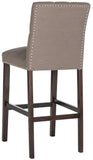 Safavieh - Set of 2 - Norah Bar Stool Dark Taupe Espresso Lacquer Coating Rubberwood Foam Iron Linen FOX6210B-SET2 889048082922