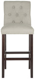 Safavieh - Set of 2 - Norah Bar Stool Light Grey Espresso Lacquer Coating Rubberwood Foam Iron Linen FOX6210D-SET2 889048082946