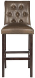 Safavieh - Set of 2 - Norah Bar Stool Brown Espresso Lacquer Coating Rubberwood Foam Iron PU FOX6210E-SET2 889048082953