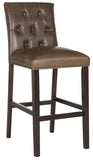 Safavieh - Set of 2 - Norah Bar Stool Brown Espresso Lacquer Coating Rubberwood Foam Iron PU FOX6210E-SET2 889048082953