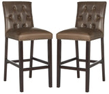 Safavieh - Set of 2 - Norah Bar Stool Brown Espresso Lacquer Coating Rubberwood Foam Iron PU FOX6210E-SET2 889048082953