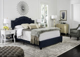 Safavieh Theron Bed Full Navy and Espresso Nickel Nailhead Plywood Rubberwood Hardwood Velvet Foam Metal Black FOX6211E-F 889048270039