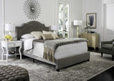 Safavieh Theron Bed Full Grey and Espresso Nickel Nailhead Plywood Rubberwood Hardwood Velvet Foam Metal Black FOX6211F-F 889048263673