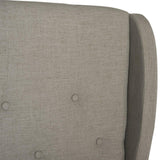 Safavieh Blanchett Bed Full Light Grey and Espresso Plywood Rubberwood Linen Iron Stainless Steel FOX6213C-F 889048012936