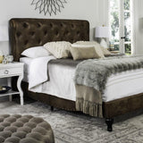 Safavieh Hathaway Bed Coffee Fabric/Wood/Metal FOX6214E-Q