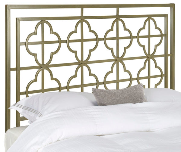 Safavieh Lucinda French Silver Metal Headboard Distressed Brass  Metal FOX6215A-K