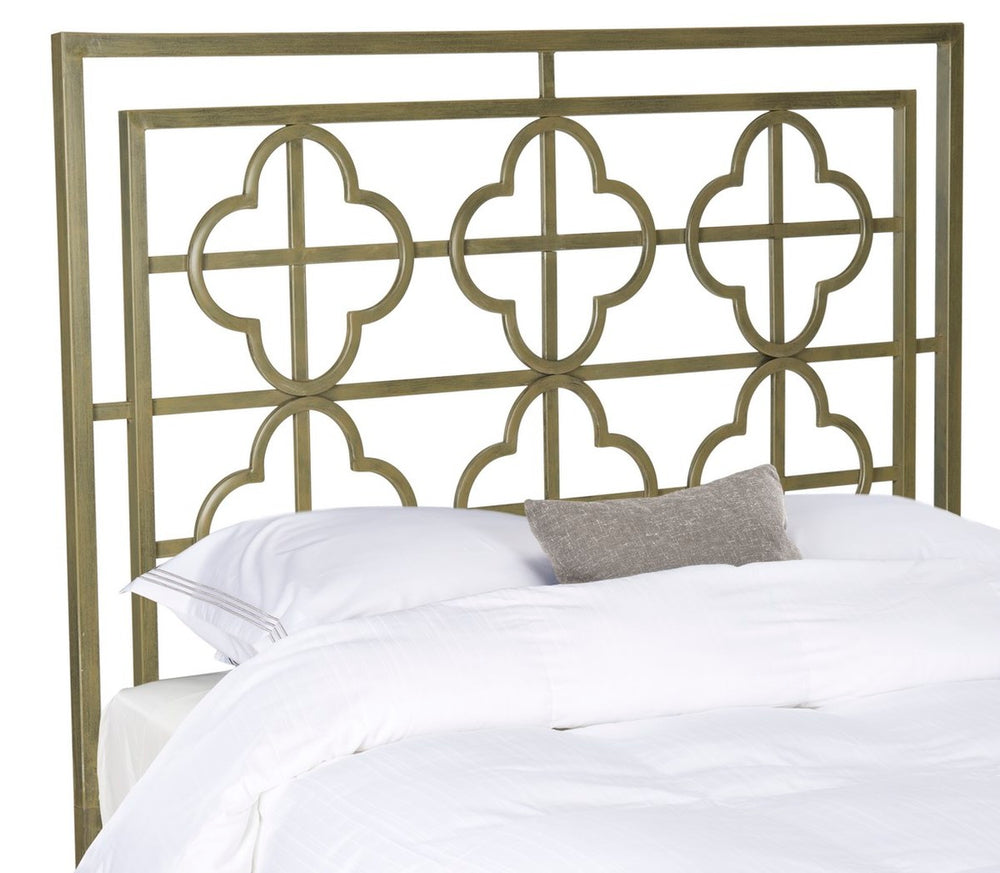 Safavieh Lucinda French Silver Metal Headboard Distressed Brass  Metal FOX6215A-K
