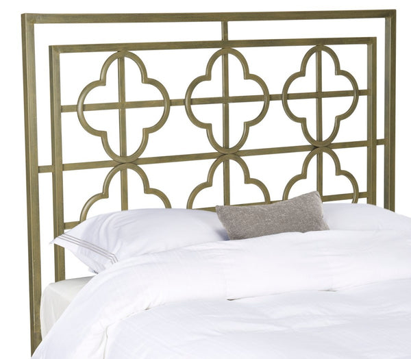 Safavieh Lucinda French Silver Metal Headboard Distressed Brass  Metal FOX6215A-K