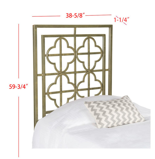 Safavieh Lucinda French Silver Metal Headboard Distressed Brass  Metal FOX6215A-K