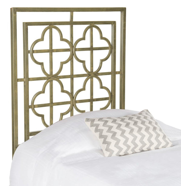 Safavieh Lucinda French Silver Metal Headboard Distressed Brass  Metal FOX6215A-K