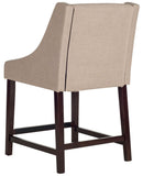 Safavieh Dylan Counter Stool Taupe Espresso Lacquer Coating Rubberwood Foam Iron Linen FOX6221B 889048014336