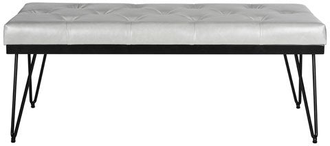 Safavieh Marcella Bench Grey Black Plywood Foam Iron PU FOX6224A 889048014190
