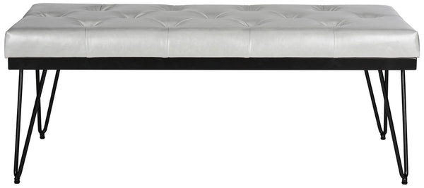 Safavieh Marcella Bench Grey Black Plywood Foam Iron PU FOX6224A 889048014190