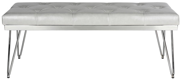 Safavieh Marcella Bench Grey Chrome Plywood Foam Iron PU FOX6224B 889048014220