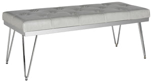 Safavieh Marcella Bench Grey Chrome Plywood Foam Iron PU FOX6224B 889048014220