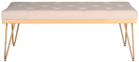 Safavieh Marcella Bench Beige Gold Plywood Foam Iron Linen FOX6224C 889048014237