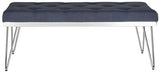 Safavieh Marcella Bench Navy Chrome Plywood Foam Iron Linen FOX6224D 889048014244