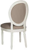 Safavieh - Set of 2 - Holloway Side Chair 19''H French Brasserie Linen Oval Taupe Cream NC Coating Rubberwood Foam FOX6228A-SET2 889048034464