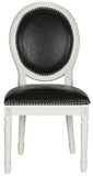 Safavieh - Set of 2 - Holloway Side Chair 19''H French Brasserie Leather Oval Nail Heads Black Cream Rubberwood Foam Iron PU FOX6228E-SET2 889048034501